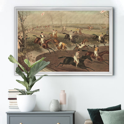 The Grand Steeple Chase III - Matted and Framed Under Acrylic Glass, Large Living Room Wall Art