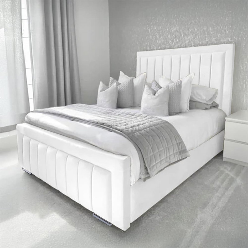 Abianna Upholstered Bed, White, Small Double (4')