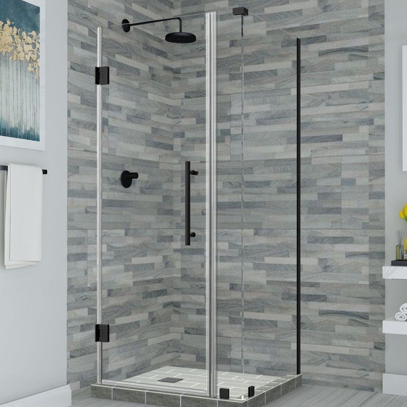 Cabine de douche rectangulaire à charnière sans cadre 33,25 po x 72 po Bromley