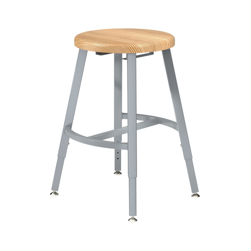 Tabouret industriel / de hauteur réglable, siège de bloc de boucher rond, H 26 po