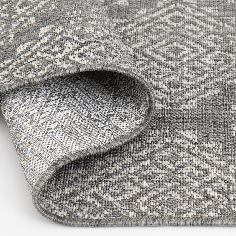 Tapis gris Bungalow Bungalow Perkinson, Rectangle 3 pi 3,37 po x 5 pi 2,99 po