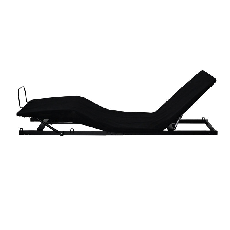 Lit simple TG réglable, pliable en deux pour économiser de l'espace, inclinaison motorisée de la tête et des pieds, installation rapide, structure en acier, zéro, base de lit noir antique - pour facilement l'incliner, un assemblage rapide