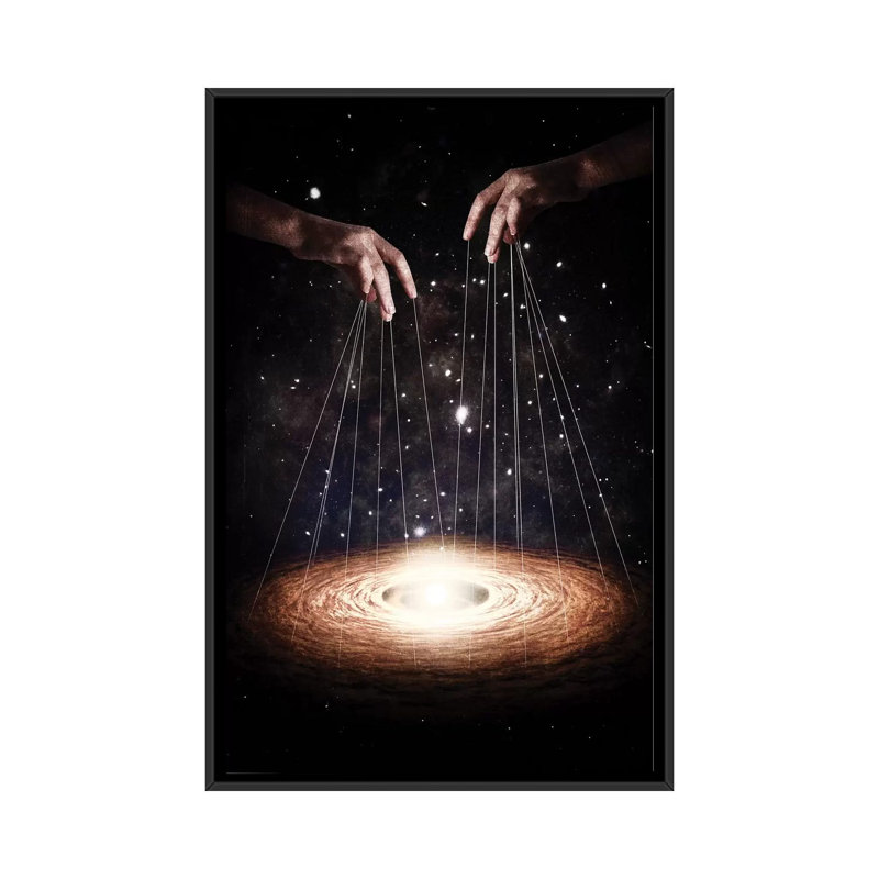 « the puppeteer », impression sur toile, H 26 po x l 18 po x P 1,5 po, Toile avec cadre noir, Pas de tapis