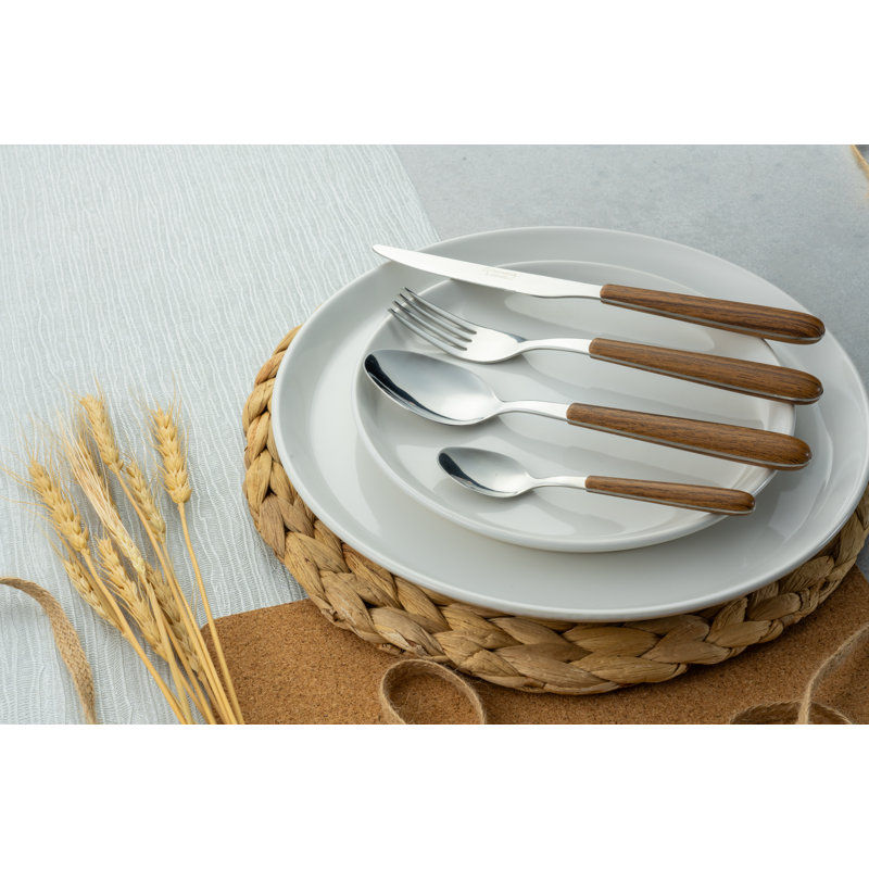Grunwerg Cutlery Greenworks, 24 Piece Cutlery Set , Service for 6, Wood Effect