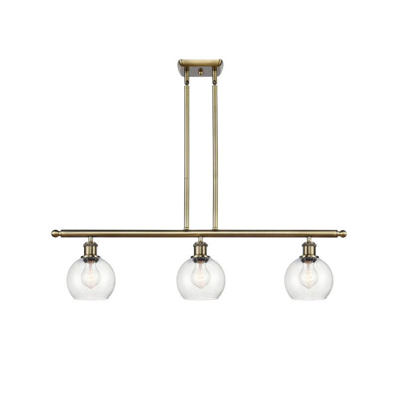 Cindi 3 - Light Kitchen Island Pendant, 9.38" H x 36" W x 6" D, No Bulb Included, Polished Nickel