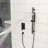 12 Inch Square Matte Black Shower - Wall Mounted With Adjustable Slide, Rainfall Head, And Handheld Option Holder Spray-127299682