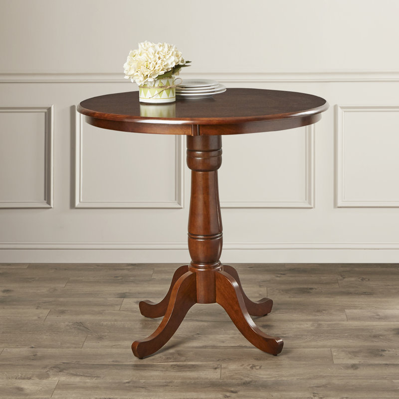 Table de salle à manger à piédestal en bois massif, H 30 po x L 30 po x l 30 po, Espresso