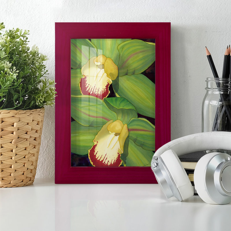 Lime orchidée I - reproduction de cadre photo simple, Rouge, H 6 po x l 4 po x P 1 po