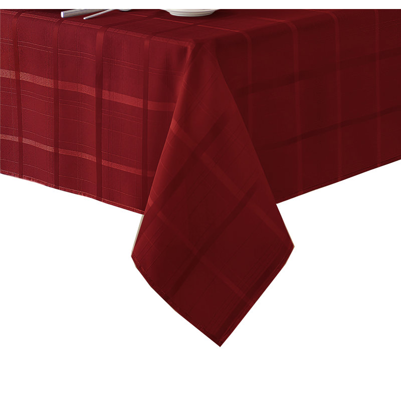 Ramiro Plaid Jacquard Square/Rectangle Tablecloth, 144" L x 60" W, Poinsettia Red