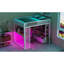 Metal Gaming Loft Bed With LED, Desk, Open Wardrobe And 3 Linen Storage Drawers