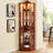 Oak Lighted Curio Cabinet With Customizable Shelves And Elegant Design Classy Display Adjustable Fine Details-7189590