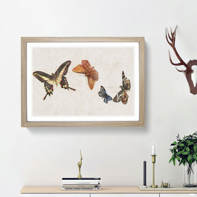 Four Butterflies by Fujishima Takeji - Framed Print