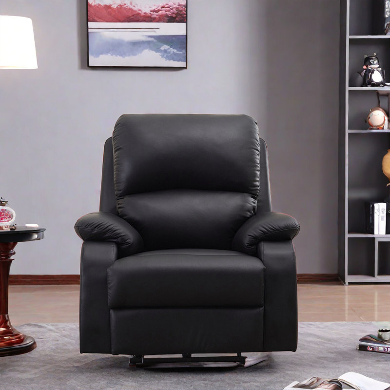 Fauteuil inclinable pivotant en similicuir Kundani, Noir