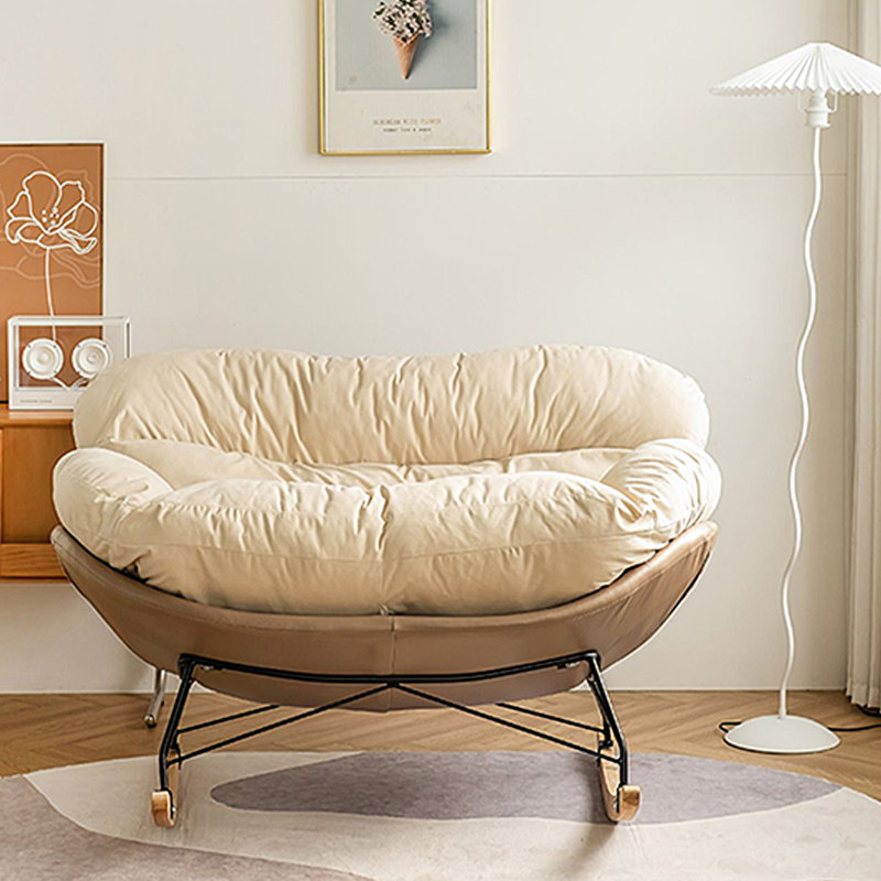 Chaise berçante confortable à conception intégrée, Brun, Beige