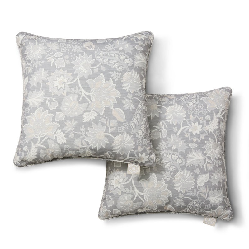 Ensemble de 2 coussins lombaires d'extérieur patinés jacobins MARTHA STEWART, 18 po, H 18 po x l 18 po, Gris, Carrée