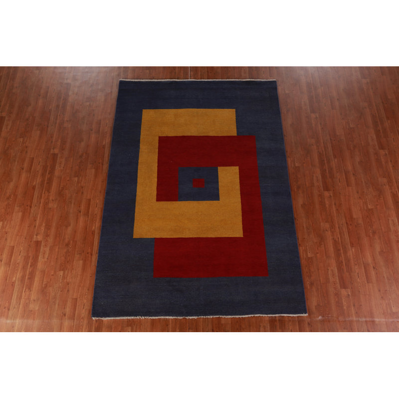 Tapis oriental moderne géométrique Gabbeh 6 x 9
