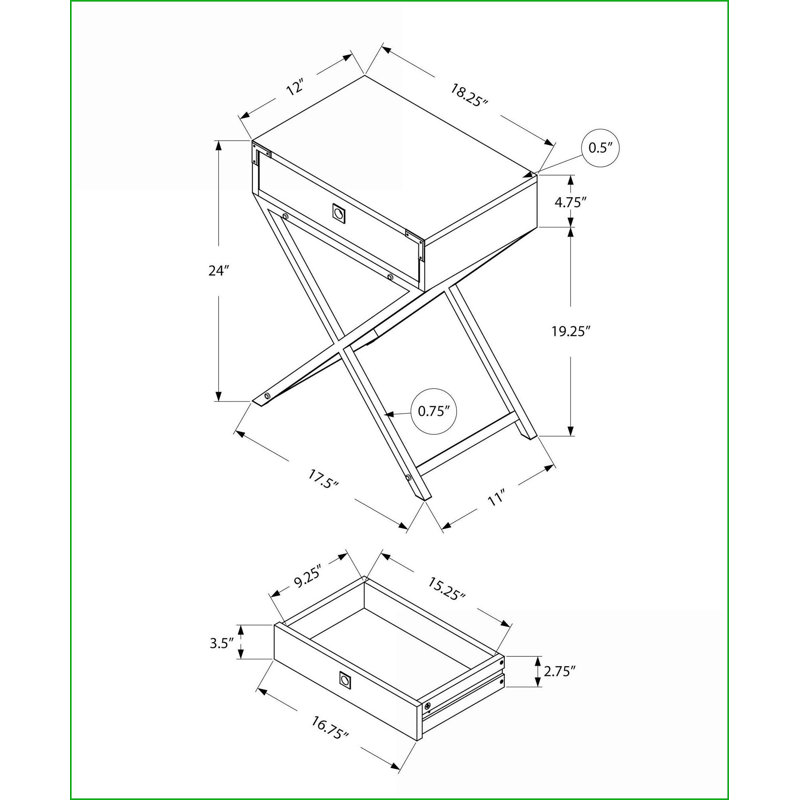 Table basse grise en stratifié d'aspect ciment avec pieds en métal noir - Tiroir de rangement peu encombrant pour le salon ou la chambre à coucher