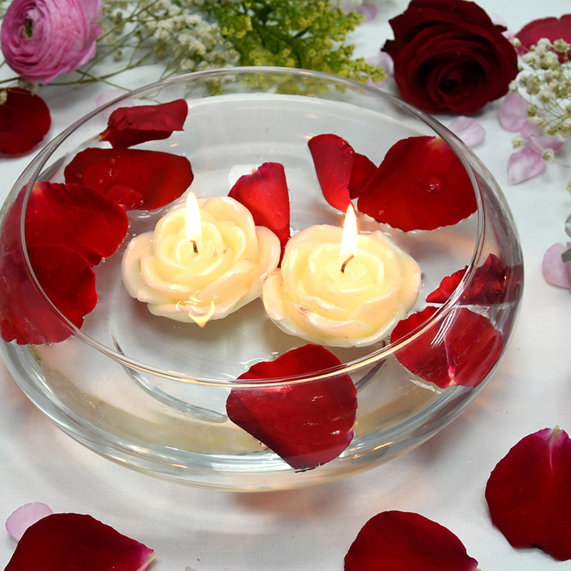 Bougie flottante rose non parfumée, Ivoire, Ensemble de 12