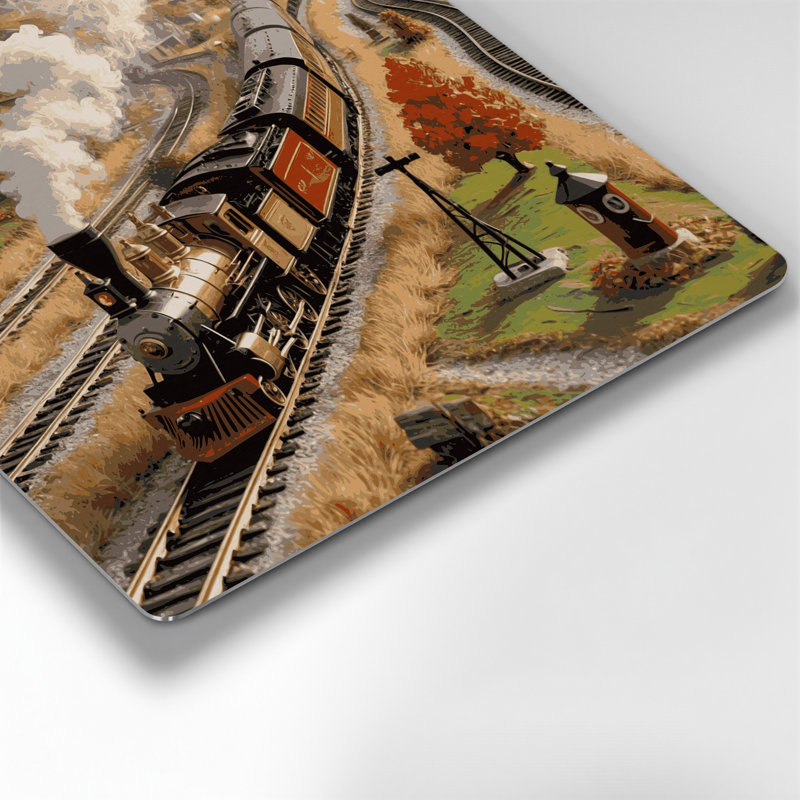 Transport, ensemble de train miniature, art mural en métal brun, H 16 po x l 16 po