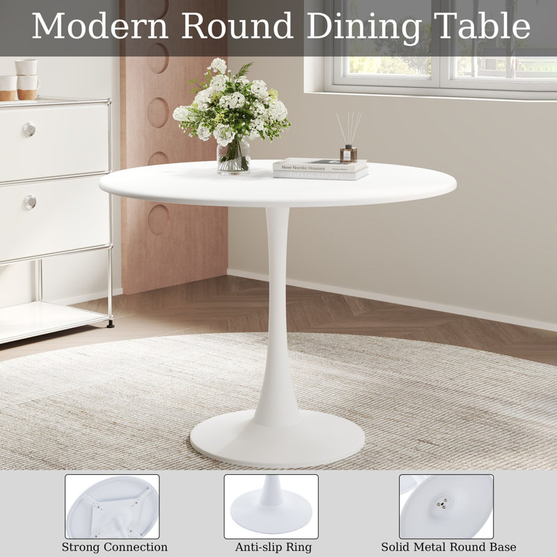 5 - Piece Pedestal Dining Set, White/Silver, White