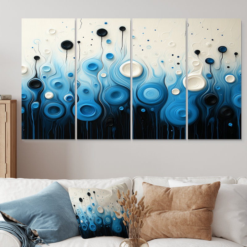 Goutte à goutte peinture rythmique éclaboussures de sérénité III, H 28 po x l 48 po, 4