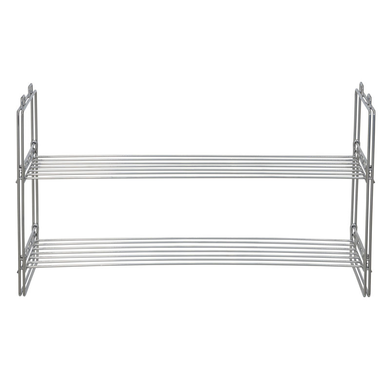 Stackable Two-Tier Metal Shoe Rack for Closet Storage | Silver