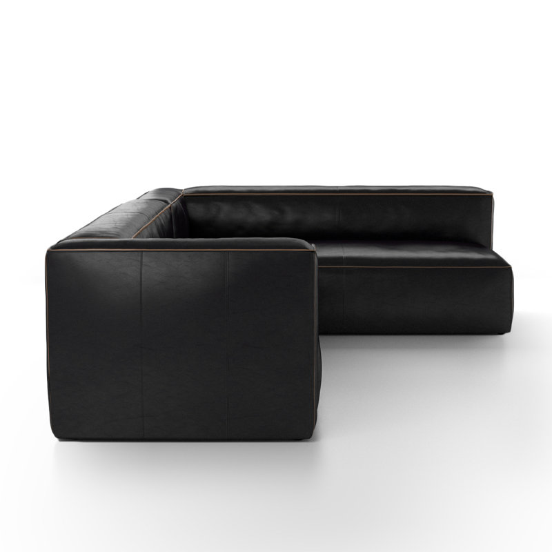 Strom 120" Leather Sectional, Left Hand Facing, Natural Washed Sand Top Grain Leather