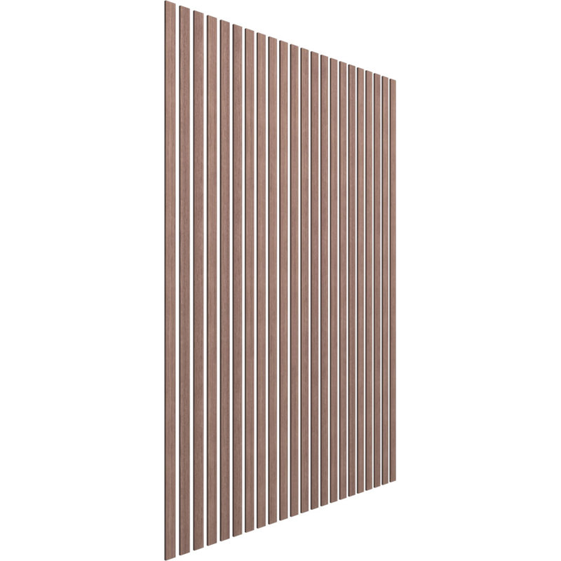 Adjustable Wood Slat Wall Panel Kit, 2"W x 94"H x 0.375"T, Walnut