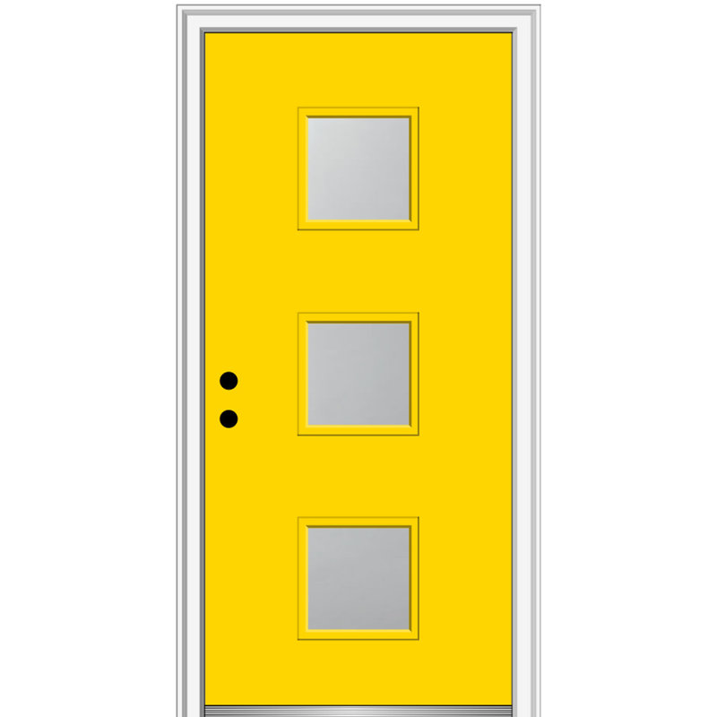 Porte d’entrée pré-raccrochée en acier Spotlight, S'ouvre à gauche vers l'intérieur, H 80 po x l 36 po x P 1,75po, Noir