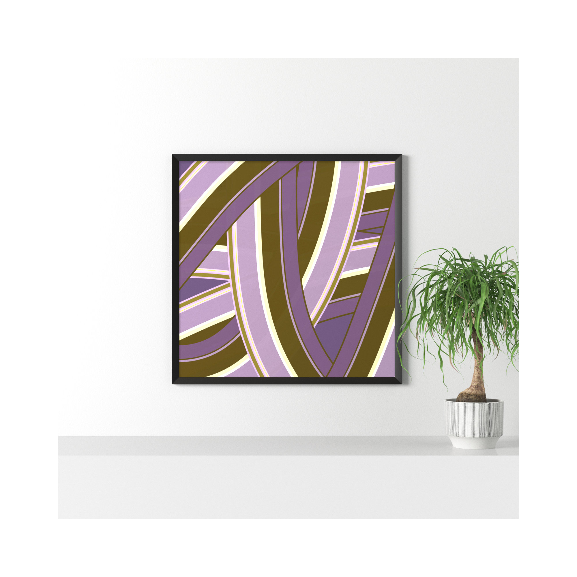 Lavender Twist by Jacques Pilon, Black Wood, 36" H x 36" W x 1.25" D