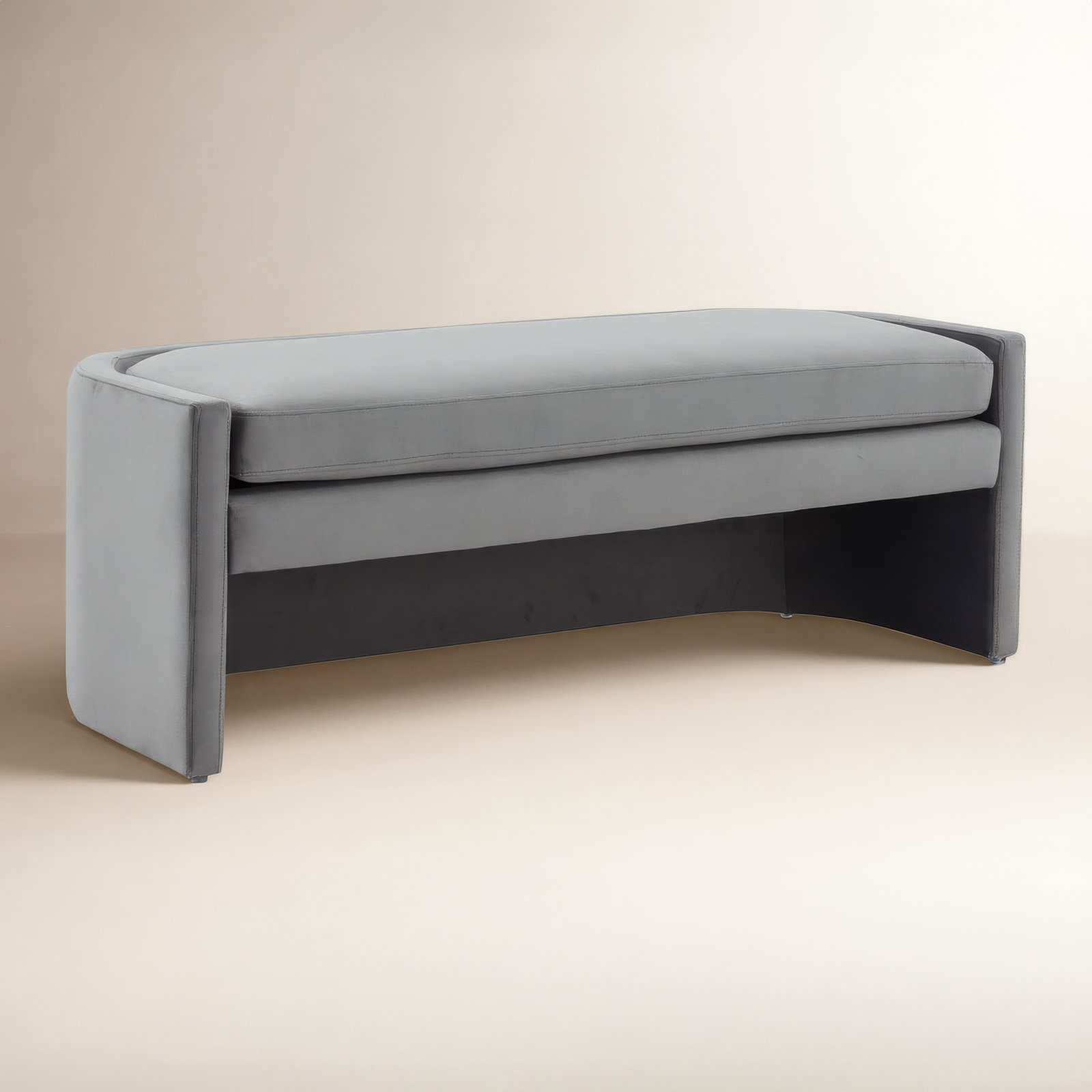 Toni Velvet Bench, Slate Gray