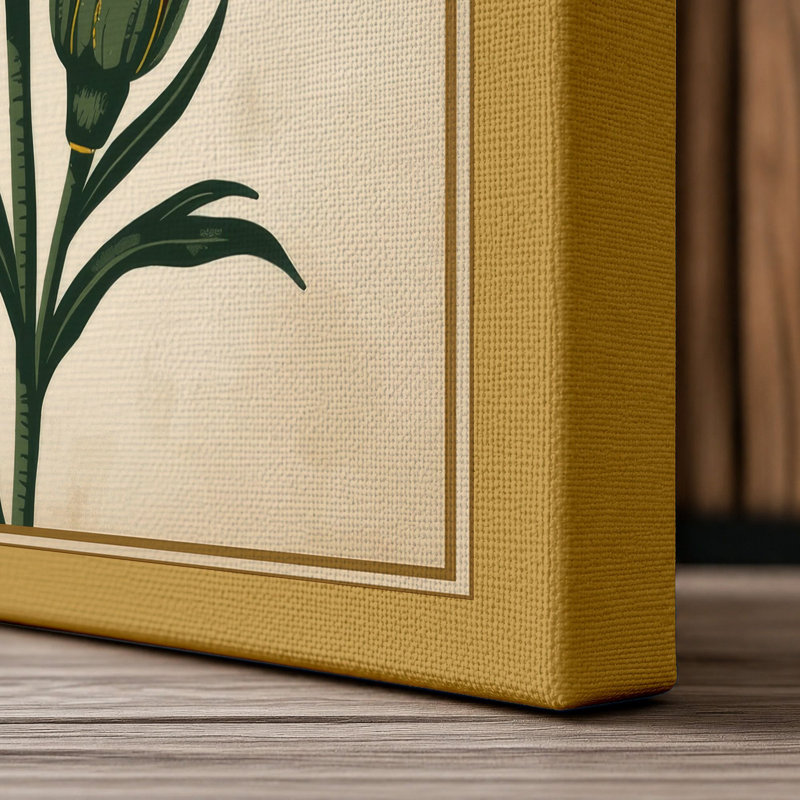 Crimson Carnation Study Botanical - Wrapped Canvas, 30x20 - 76.2 x 50.8 cm, Ochre Border