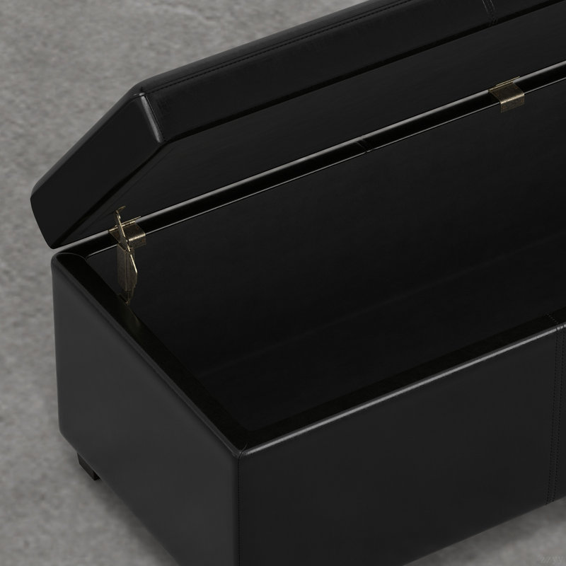 Lincoln Extra Large Storage Ottoman Bench, Black