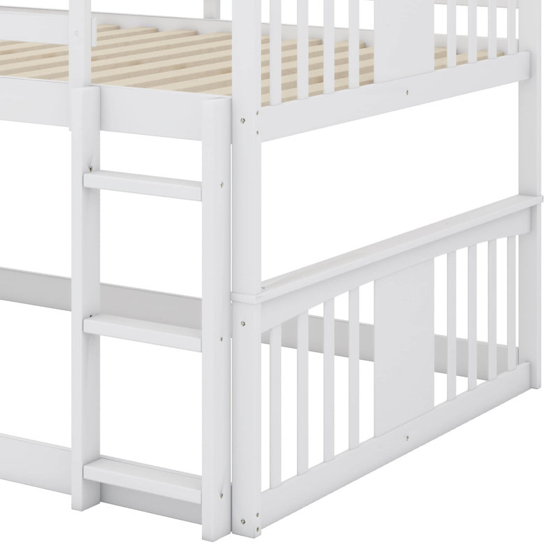 Roomy Full Over Full Bunk Bed With Robust Ladder, White