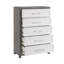 Commode haute à 5 tiroirs Rowy, placage ivoire et gris