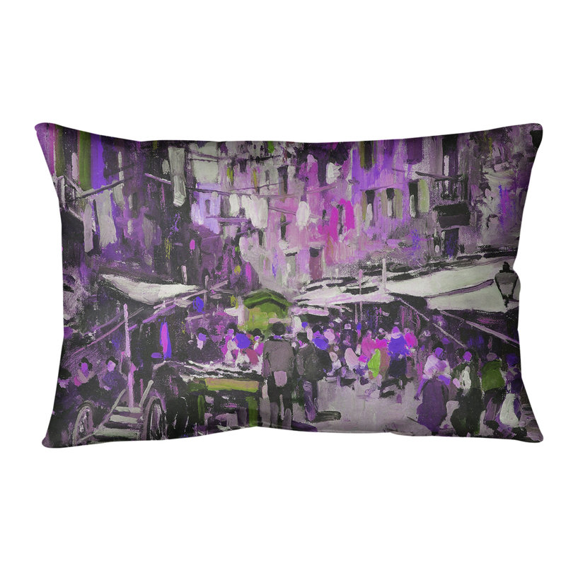 Coussin Market in Naples, Mauve, Sergé de coton