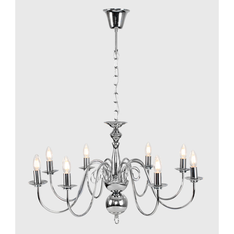 Margarita 8 - Light Candle Style Chandelier, Chrome, 3000k