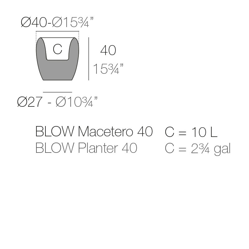 Blow Resin Pot Planter, 15.75" H x 15.75" W x 15.75" D