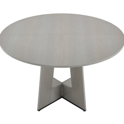 Gray 47 - Inch Round Table, Tabletop With Laminate, And , Ideal For Casual Gatherings Grey Table 4 6, Laminate Construction, Spacious, Great Conversations