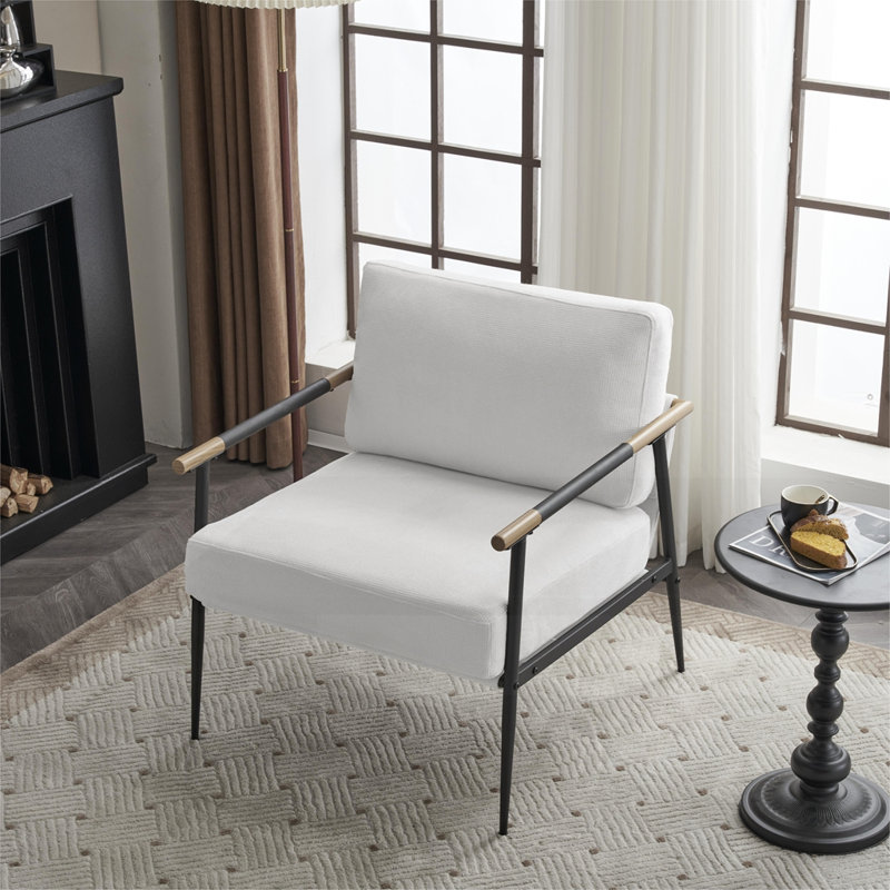 Chaise de salon rembourrée en chenille, Blanc