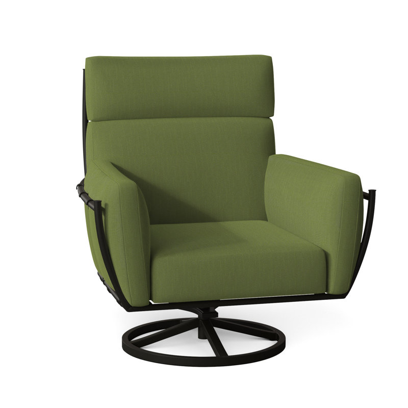 Chaise berçante pivotante en aluminium Majorca, Pas de soudure, Forêt de lin
