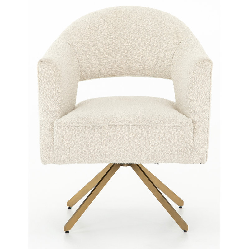 Adara Desk Chairs, Gold, Cream Polyester Blend