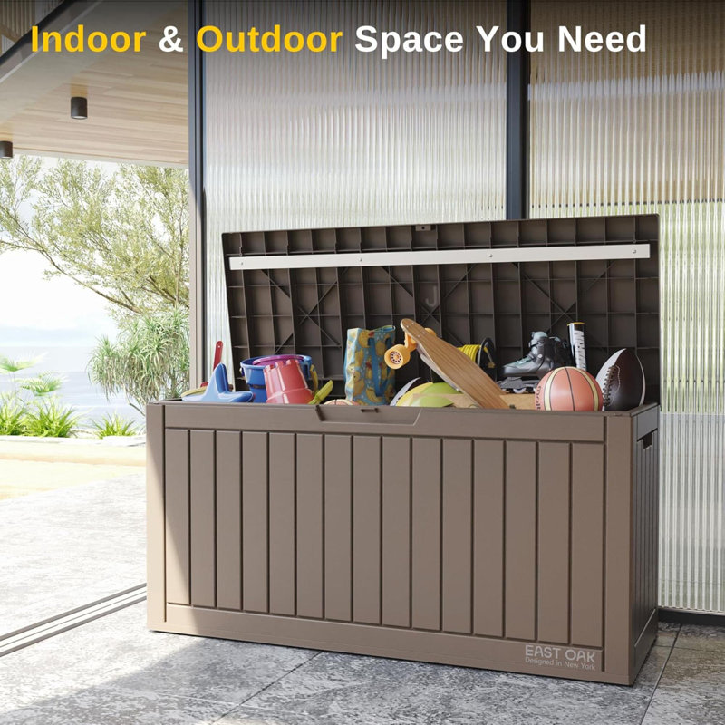 Outdoor Storage Box, 60 Gallon Deck Box Indoor And Outdoor Use, Waterproof Resin Storage Bin For Patio Cushions, Gardening Tools, Lockable, UV Resistant,