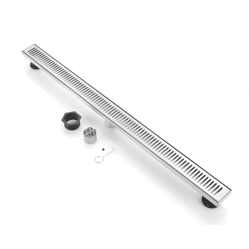 BOANN 304 Stainless Steel Rectangular Linear Shower Floor Drain (40 in), Nickel