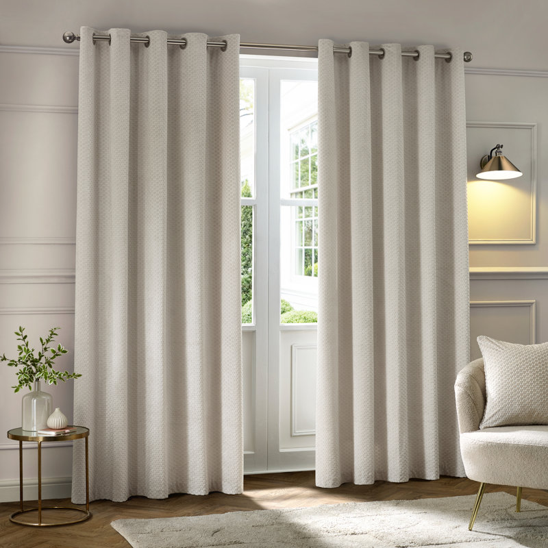Neptune Room Darkening Curtain Pair, Ivory, 229cm Width x 183cm Drop