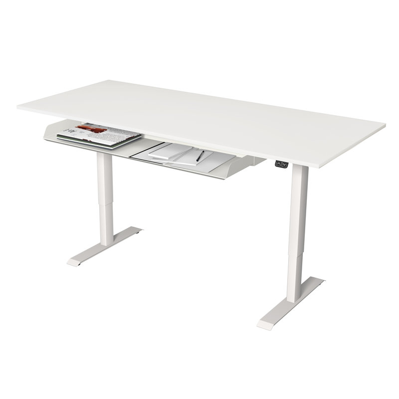Fawcett Adjustable Metal Base Standing Desk, White, 72cm H x 180cm W x 80cm D