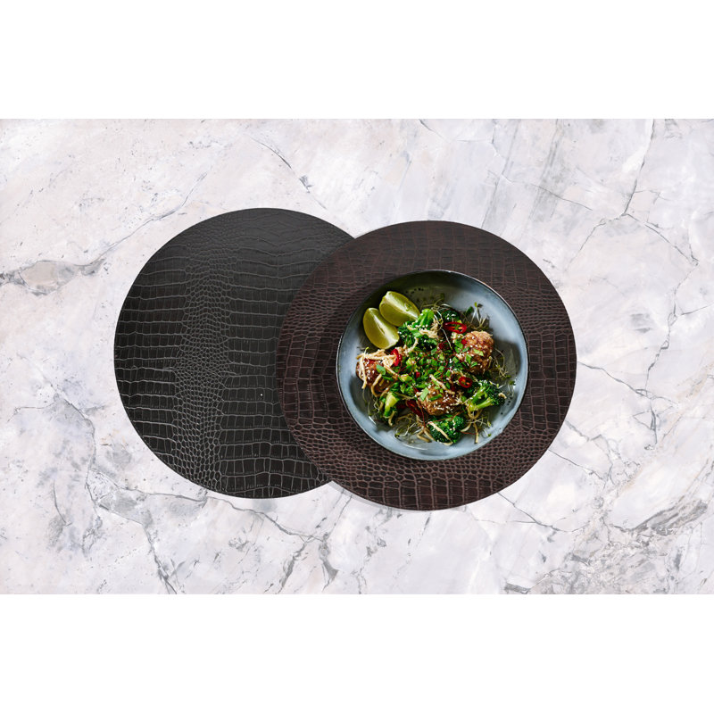 Osvaldo Round Placemat, Dark brown/Black