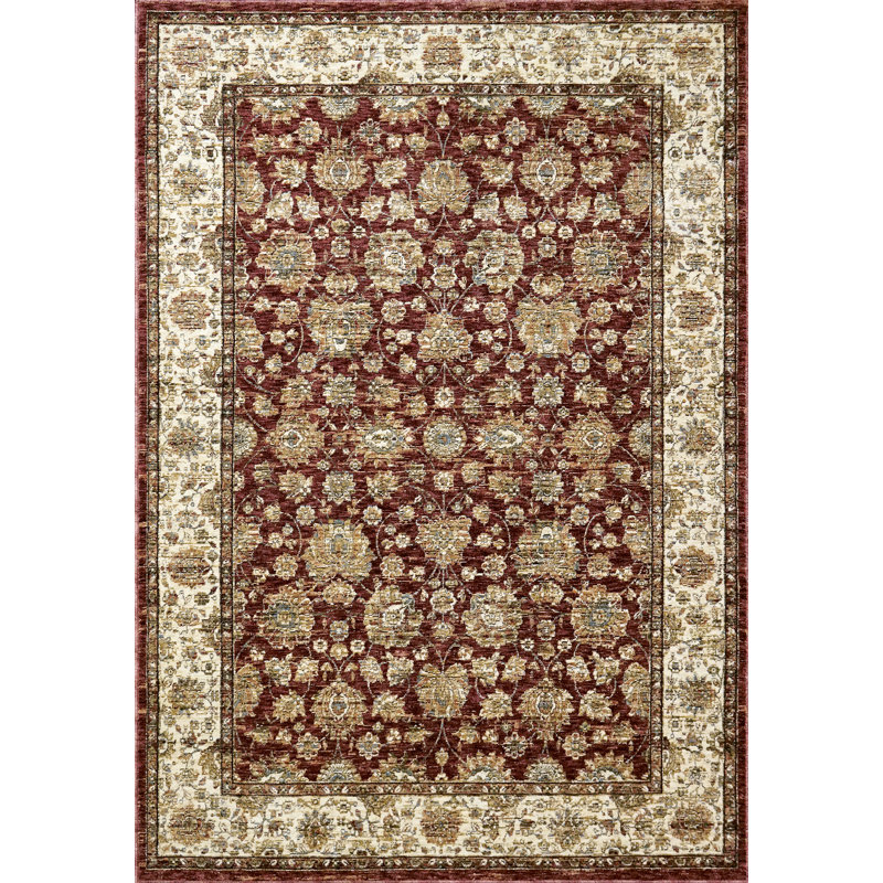 Tapis bourgogne area Ngo, Rectangle 6 pi 7 po x 9 pi 6 po