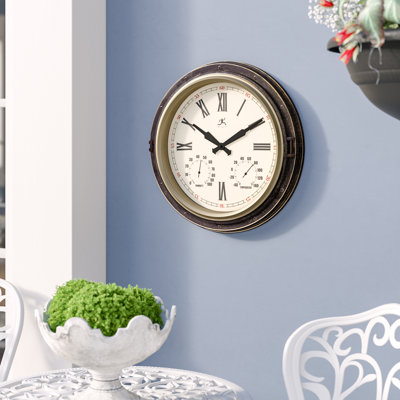Matsuda Outdoor Round Plastic Wall Clock 16 Inches - Bronze