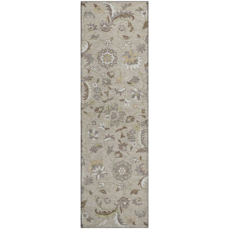 Premium Machine Washable Goulven AMF1006 Floral Rug, Runner 2'3" x 7'6"
